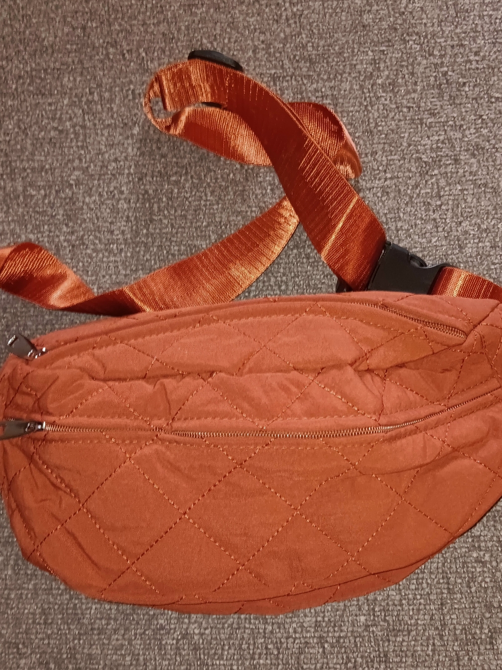 H&M Quilted Rust Orange Crossbody Belt Bag